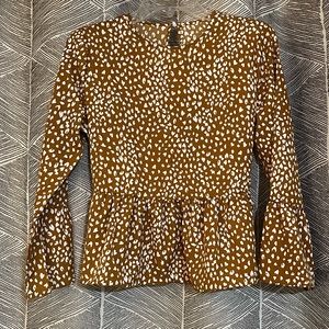 💙 Brown cheetah print long sleeve blouse